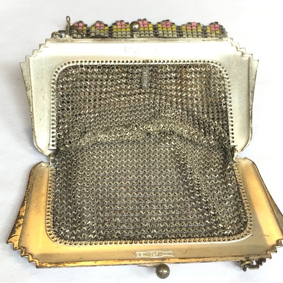 Antique Whiting and Davis Mesh Flapper Purse - Art Deco Design - Picture 10 of 14